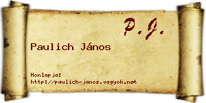 Paulich János névjegykártya